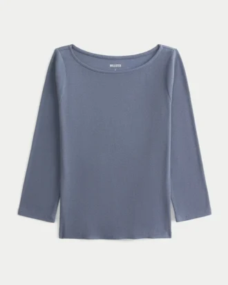 3/4 ærmer Slash-Neck Baby Tee