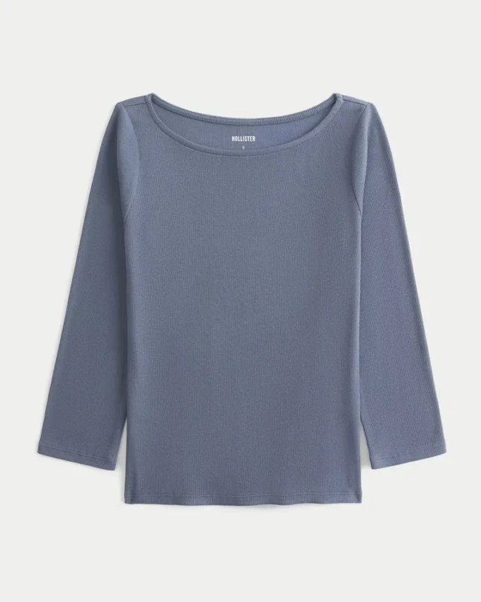3/4 ærmer Slash-Neck Baby Tee