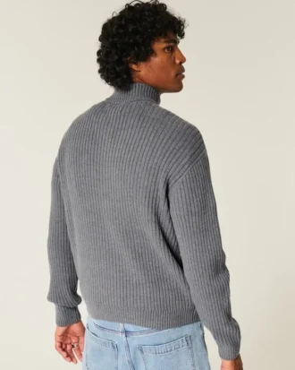 Afslappet grafisk sweater med lynlås