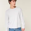 Afslappet langærmet bomulds-T-shirt