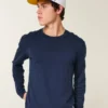 Afslappet langærmet bomulds-T-shirt