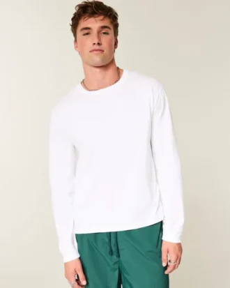 Afslappet langærmet bomulds-T-shirt