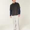Afslappet langærmet bomulds-T-shirt