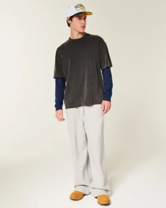 Afslappet langærmet bomulds-T-shirt