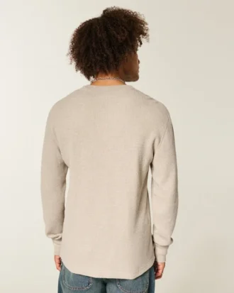 Afslappet langærmet termisk T-shirt med rund halsudskæring