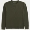 Afslappet langærmet termisk T-shirt med rund halsudskæring Afslappet langærmet termisk T-shirt med rund halsudskæring