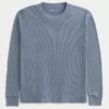 Afslappet langærmet termisk T-shirt med rund halsudskæring