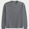 Afslappet langærmet termisk T-shirt med rund halsudskæring