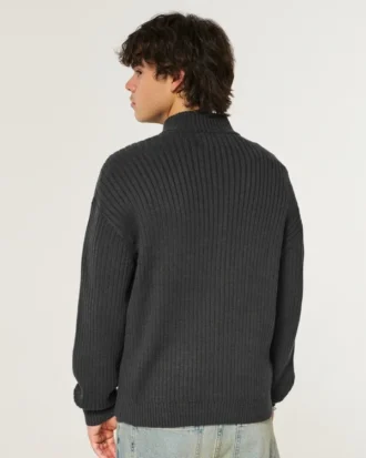 Afslappet sweater med lynlås