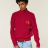 Afslappet sweater med lynlås og hestesko-print