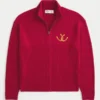 Afslappet sweater med lynlås og hestesko-print