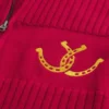 Afslappet sweater med lynlås og hestesko-print