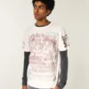 Afslappet T-shirt med blandet grafik Afslappet T-shirt med blandet grafik