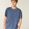 Afslappet vasket T-shirt med rund hals Afslappet vasket T-shirt med rund hals