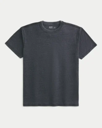 Afslappet vasket T-shirt med rund hals