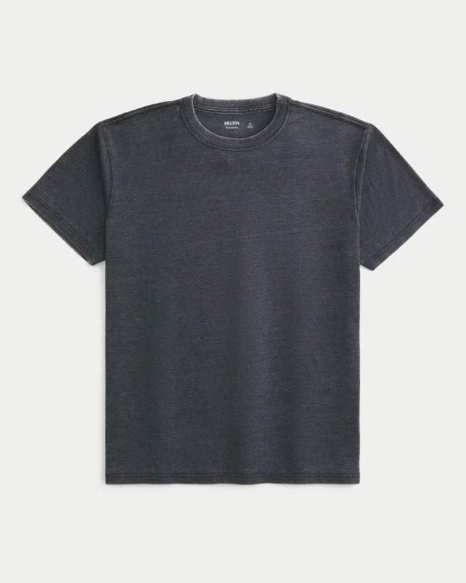 Afslappet vasket T-shirt med rund hals Afslappet vasket T-shirt med rund hals