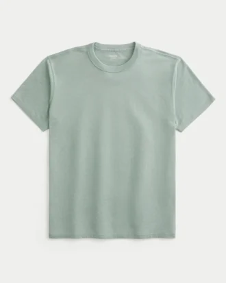 Afslappet vasket T-shirt med rund hals