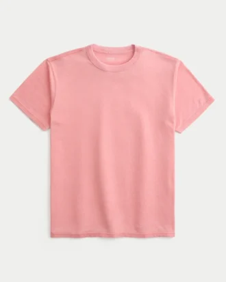 Afslappet vasket T-shirt med rund hals