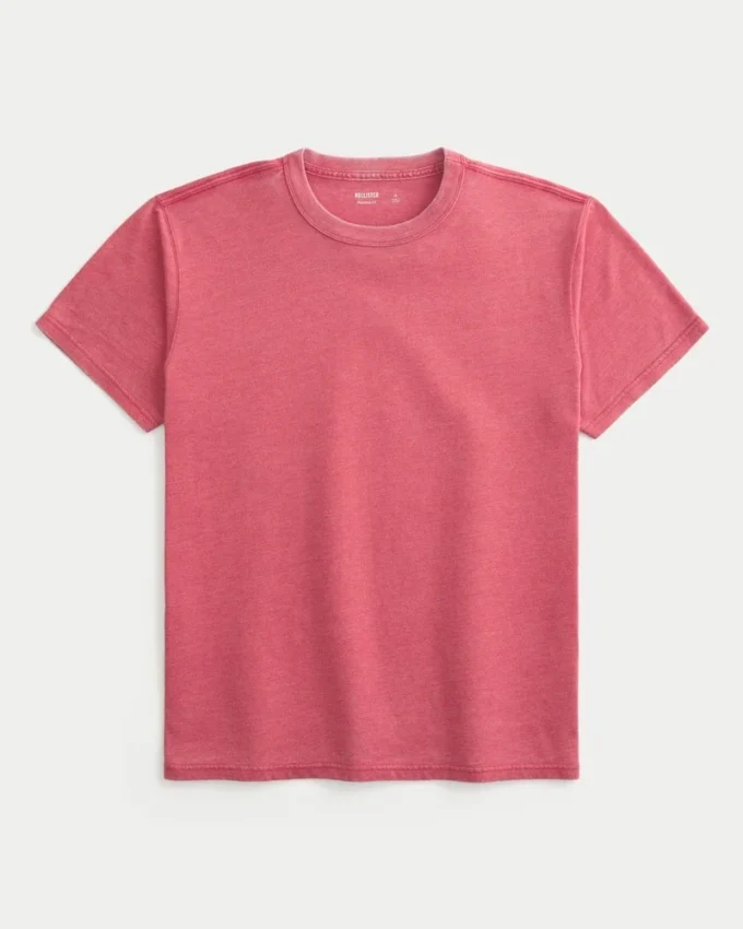 Afslappet vasket T-shirt med rund hals Afslappet vasket T-shirt med rund hals