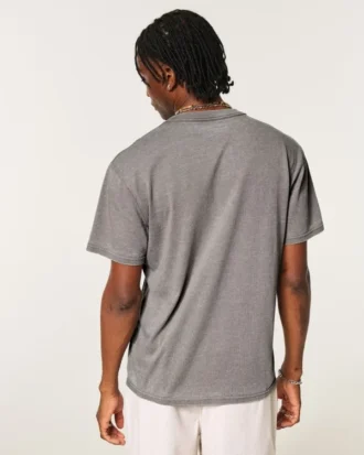 Afslappet vasket T-shirt med rund hals
