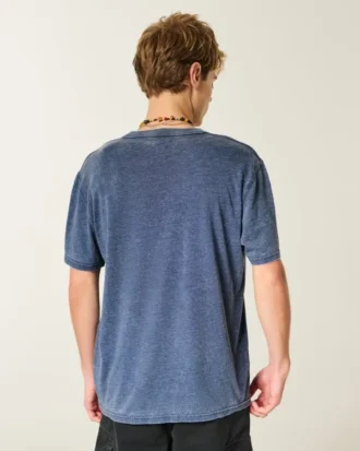Afslappet vasket T-shirt med rund hals