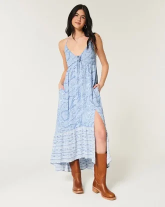 Asymmetrisk halterneck-maxi-kjole