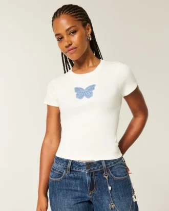 Baby-T-shirt med sommerfuglemotiv
