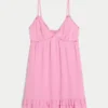 Babydoll-minikjole med rebkant