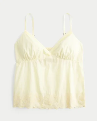 Babydoll-top med broderi og glimmer