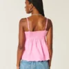 Babydoll-top med broderi og glimmer