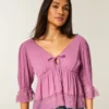 Babydoll-top med trekvartærmer Babydoll-top med trekvartærmer
