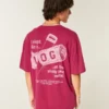 Baggy bomulds-T-shirt med Shady Pine Motel-print Baggy bomulds-T-shirt med Shady Pine Motel-print