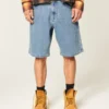 Baggy broderede logo-denimshorts Baggy broderede logo-denimshorts