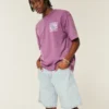 Baggy denimshorts med kædebroderi Baggy denimshorts med kædebroderi