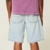 Baggy denimshorts med kædebroderi Baggy denimshorts med kædebroderi