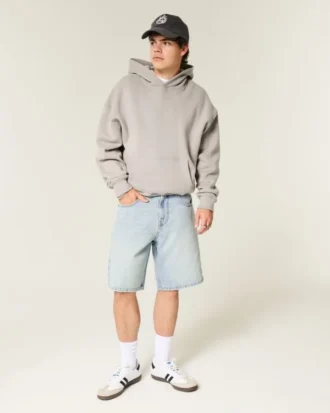 Baggy denimshorts med stjernemønster