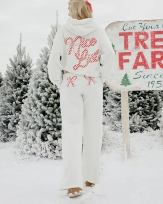 Baggy sweatpants med candy cane-mønster