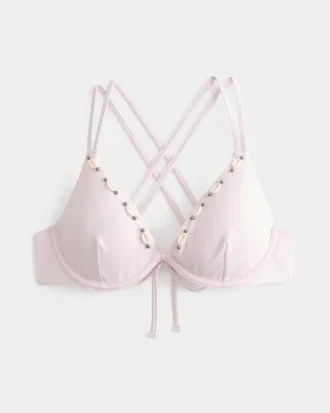 Bikini-top med stropper på ryggen og bøjle, dekoreret med muslingeskaller