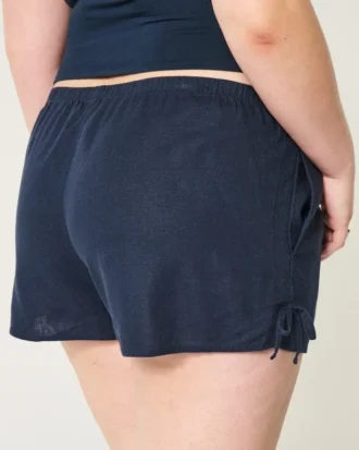 Bløde shorts med sløjfe i siden i linneblanding