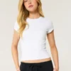 Blødt, strækbart, sømløst stof Rundhalset baby-T-shirt