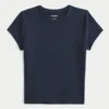 Blødt, strækbart, sømløst stof Rundhalset baby-T-shirt