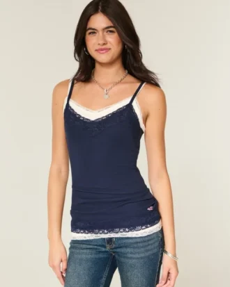 Blonderkantet lagdelings-camisole