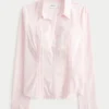 Bluse med indsatte blonder og knapper