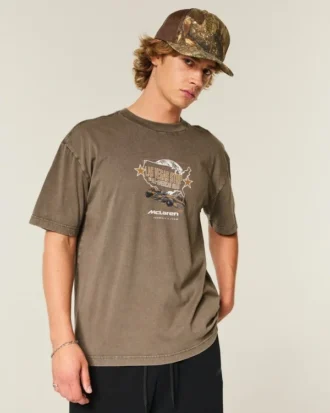 Boxy bomulds-T-shirt med McLaren-print