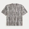 Boxy Crop Heavyweight Camo Crew T-shirt