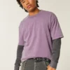 Boxy Crop Heavyweight Washed Crew T-shirt