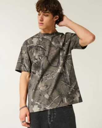 Boxy Heavyweight Camo Crew T-shirt
