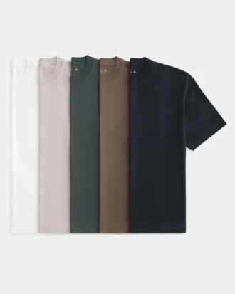 Boxy Heavyweight Cotton Crew T-shirt 5-pak
