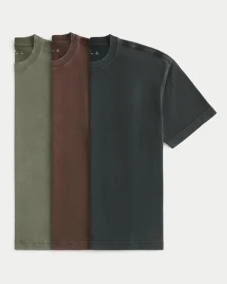 Boxy Heavyweight Washed Cotton Crew T-shirt 3-pak