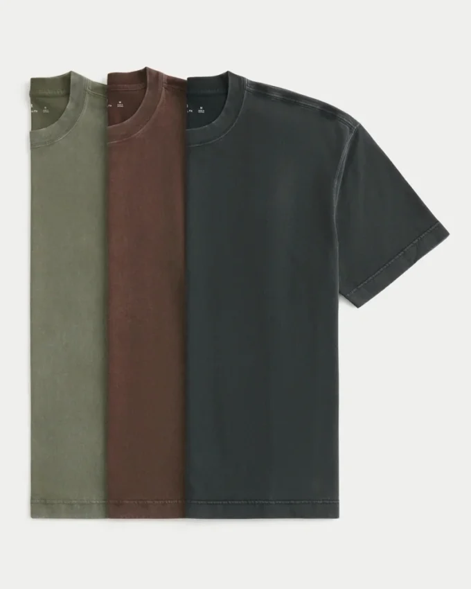 Boxy Heavyweight Washed Cotton Crew T-shirt 3-pak